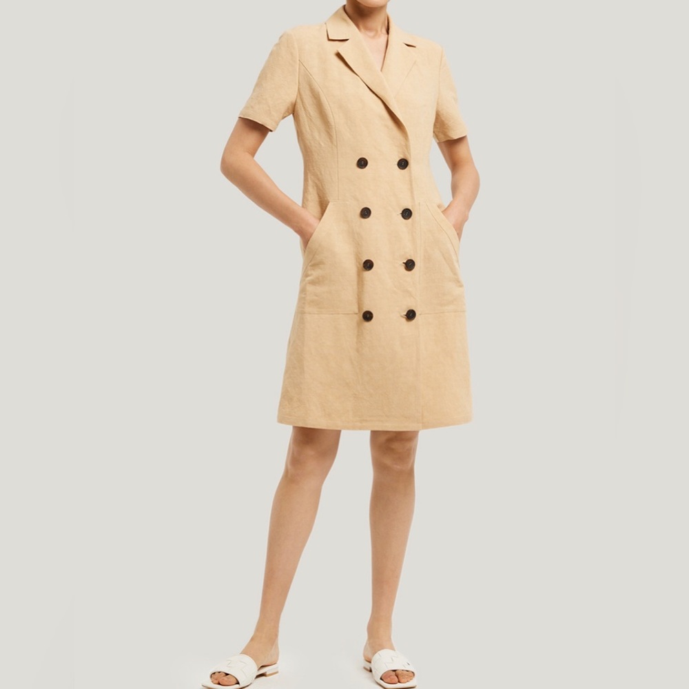 BRAND NEW with tag: Gentle Herd short sleeve blazer dress. Color: oatmeal, small
